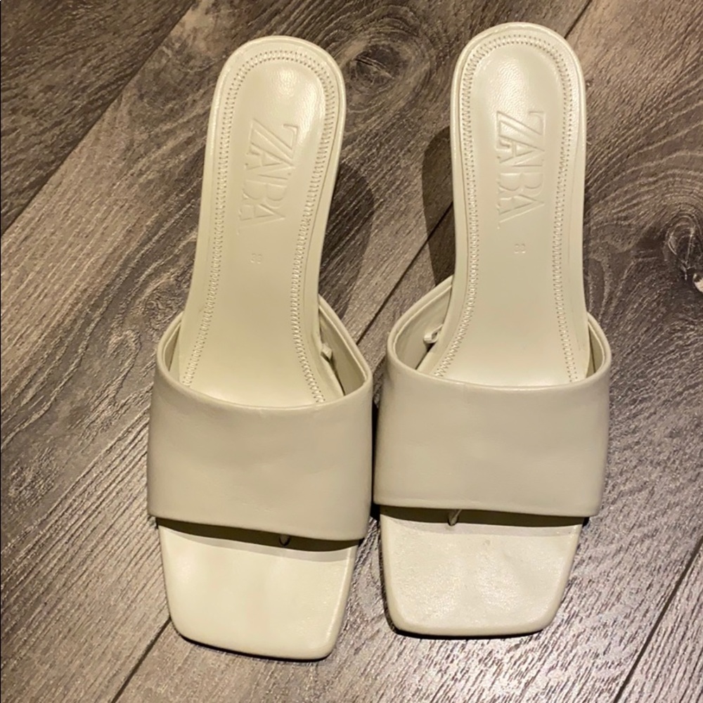 White Zara mules